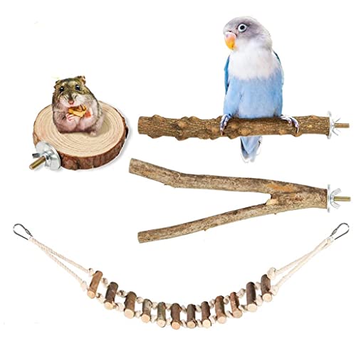  JYDQM 4Pcs/Set Pet Bird Chew Toys Parrot Perches Cage Ladders Stand Paw Grinding Toys For Parrot Bites Pet Product