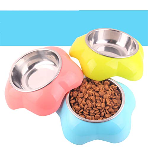  POPETPOP Raised Dog Feeder Raised Dog Feeder Pet Bowl Flower Shape Stainless Steel Double Food Feeding Basin Dish Container For Dog Cat Puppy (L) Puppy Puppy Feeder Puppy Feeder