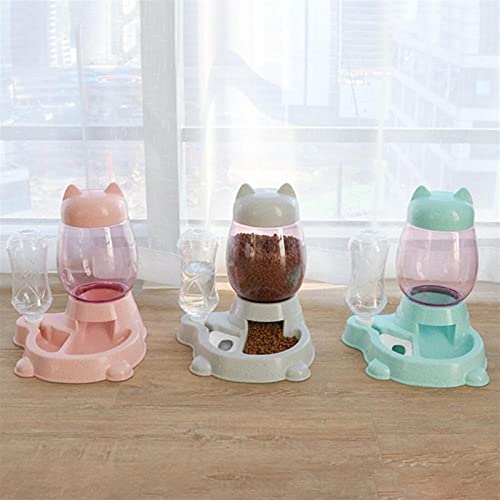  AACARB Cat Water Dispenser, Pet Automatic Drinking Fountain Dual-Use Food Bowl Water Bottle Dog Cat Feeder (Color : Pink)