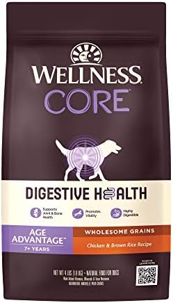  Wellness CORE Digestive Health Dry Senior Food With Wholesome Grains, Advanced Age For Dogs Over 7-Years Old, For Dogs With Sensitive Stomachs, Made In USA With Real Chicken (Senior, 24-Pound Bag)