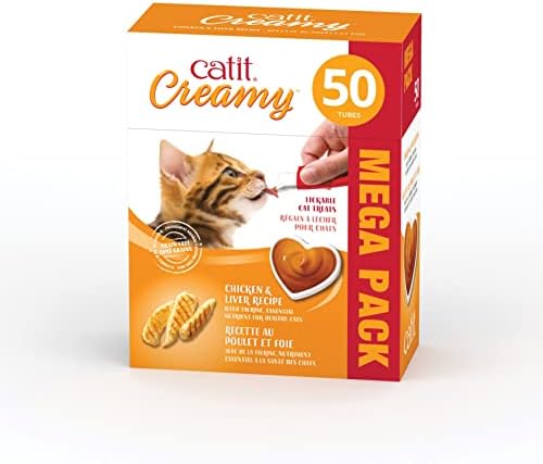  Catit Creamy Lickable Cat Treat, Healthy Cat Treat, Salmon, 30 Pack