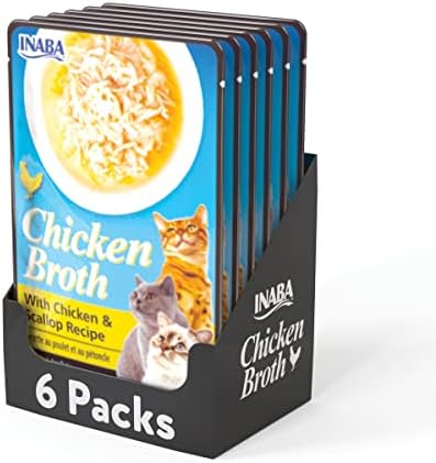  INABA Chicken Broth - Shredded Chicken And Seafood Flakes In Tasty Chicken Gravy - Side Dish Wet Treat For Cats - 4 Flavor Variety Pack (24 Pouches)