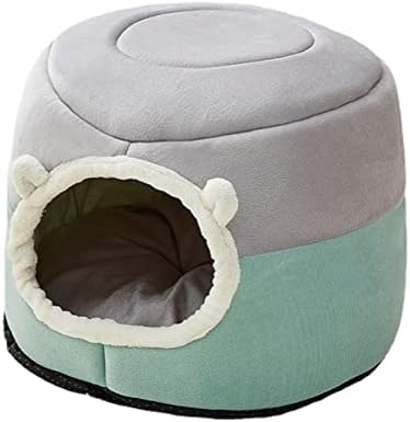  New Winter Deep Sleep Comfort Cat Bed Cats Tent Cozy Cave Capsule Small Dogs Cats House Indoor (Medium,Green)