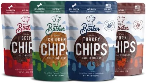  Beg & Barker Chicken Chips For Dogs (8oz, Pack Of 1) - Single Ingredient Dog Treats Made For Small And Large Dogs Protein Human Grade Dog Treats Made From Real Meat Chicken, Made In USA