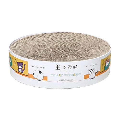  YangYan Round Cardboard Cat Bed House Cat Mat Summer Sleeping Cat Litter Cat Toy Playable Dog Basket Pet Mat Portable Pet Supplies (Color : Light Yellow, Size : Round)