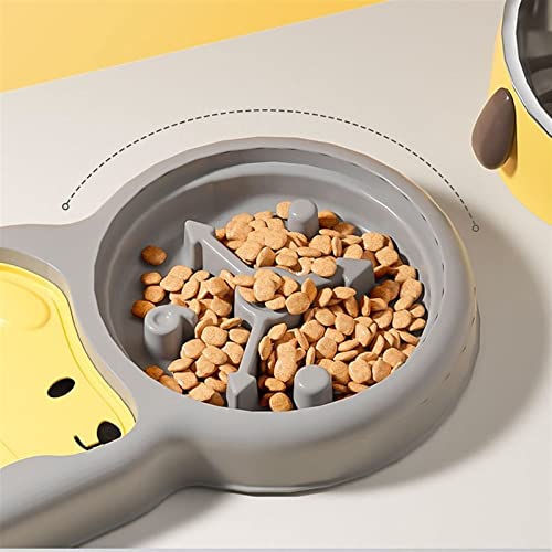  AYENCI Cat Automatic Water, 3 In 1 Dog Food Bowl Automatic Dog Water Dispenser Slow Pet Feeder With 500ml Water Bottles Cat Puppy Bowl Dog Accessories (Color : Yellow)
