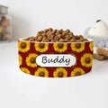 GENERIC Red Sunflowers Pattern Pet Bowl With Customized Name, Pet's Name Bowl, Food Bowl For Dog, Cat Bowl, Ceramic Bowl Available In Two Sizes