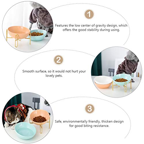  Balacoo Ceramic Water Bowl Ceramic Pet Food Bowl Cat Feeding Dishes With Stand Elevated Cat Bowl For Protective Cat Dog Neck Water Feeder Bowl (15X15CM 300ML) Ceramic Cat Bowls