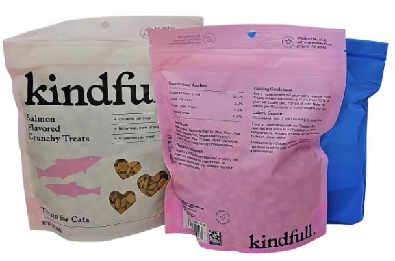 GENERIC Kindfull Crunchy Treats Salmon Flavored For Cats, 16 Oz (Pack Of 2) And Resealable Bags