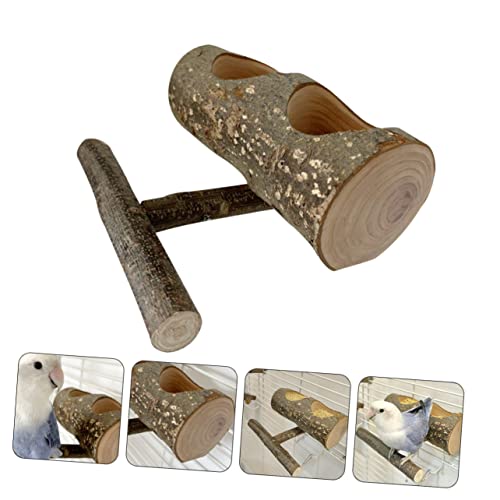  EVANEM Parrot Feeder Parakeet Perch Bird Accessories Budgie Wood Pigeon Perch Bird Feeder Pigeon Rest Stand Bird Food Container Parrot Feeder Bowl Multifunctional Pigeon Feeder Wooden