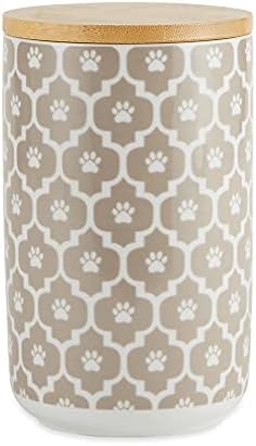  Bone Dry Lattice Collection Pet Bowl & Canister, Treat Canister, 4x6.5 Inches, Black