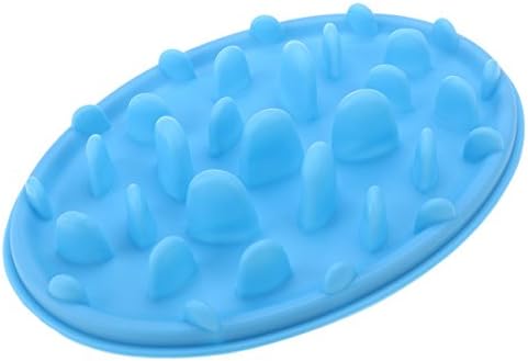  POPETPOP Pet Dog Cat Anti-Choke Slow Feeder Bowl - Anti Gulping Feeder Non-Slip Pet Food Water Dish - Healthy Eating Diet For Cat Dog No Gulp Bloat - Size S(Blue)