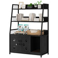  Recaceik Large Cat Litter Box Enclosure With Shelf Storage, Hidden Cat Washroom Furniture, Wooden Cat House With Scratch Pad, Sturdy Indoor Cat Cabinet With 2 Doors, Black