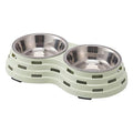  POPETPOP Petgentle Dog Water Food Feeder Cat Feeding Stainless Steel Double Bowl Skid Resistant Drinking Holder Container For Cat Puppy Kitten Dark Green Moultrie Feeder