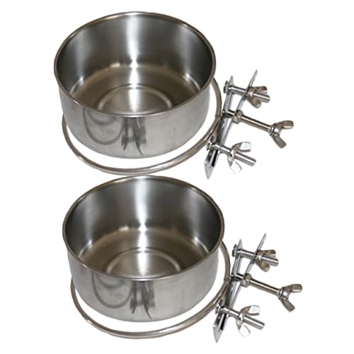  Bird Cage Mount Bowl Bunny Food Rabbit Food 6 Pcs Feeder Silver Stainless Steel Alloy Stainless Steel Dog Bowls Pet Feeder Metal Bird Feeder