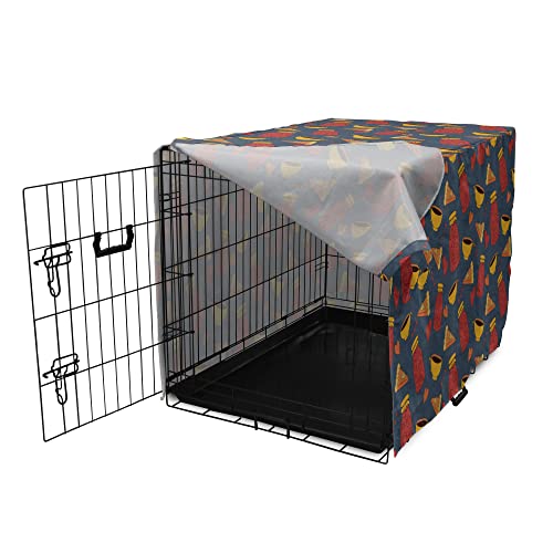  Lunarable Food Art Dog Crate Cover, Autumn Cozy Cartoon Sketchy Pattern Of Pie Bottle Jar And Hearts, Easy To Use Pet Kennel Cover For Small Dogs Puppies Kittens, 48 Inch, Slate Blue And Dark Pink