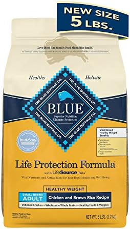  Blue Buffalo Life Protection Formula Natural Adult Small Breed Healthy Weight Dry Dog Food, Chicken And Brown Rice 5-lb Trial Size Bag