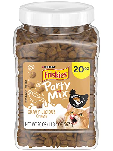  Nestle Purina Petcare 20 Oz Friskies Party Mix Gravy-licious Chicken & Gravy Flavors Cat Treats - (Pack Of 3)