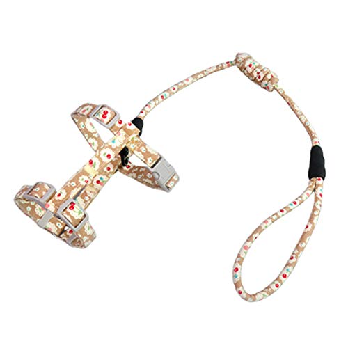  XxiaoTHAWxe Pet Leash Traction Rope, Pet Cats Kitten Adjustable Harness Vest Collar Lead Leash Soft Traction Rope For Walking Training Running - Light Coffee 1.5cm