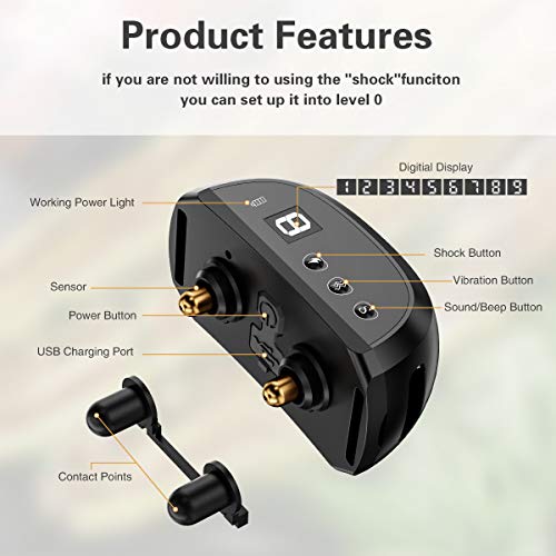  CLEEB-BOUG Dog Bark Collar, No Bark Training Rechargeable Anti Barking Collar With 9 Adjustable Sensitivity And Intensity Beep Shock Vibration For Small Medium Large Dogs (Black)