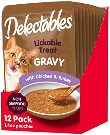  Hartz Delectables Gravy Non-Seafood Lickable Wet Cat Treats, Chicken, 12 Pack
