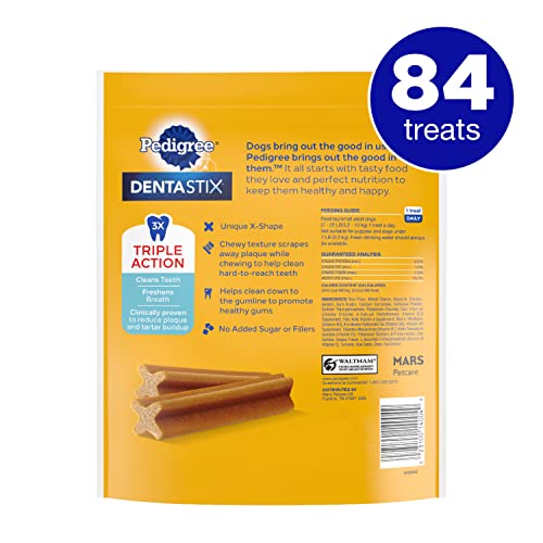  PEDIGREE DENTASTIX Toy/Small Dog Dental Treats Original Flavor Dental Bones, 1.11 Lb. Pack (84 Treats)