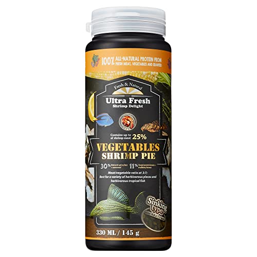  Ultra Fresh Algae Wafers Pleco Food, Spirulina & Algae, Sword Prawns, Balanced Diet, Color Enhancing, All Natural Ingredients, For Algae Eaters, Bottom Feeders, Vegetables Shrimp Pie, 5.11oz