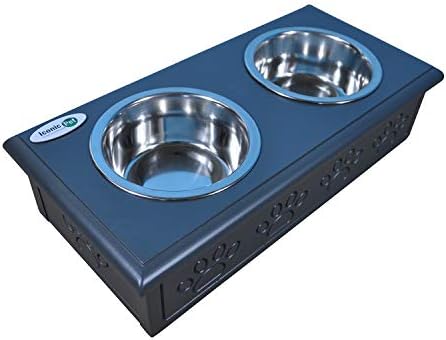  Iconic Pet Sassy Paws Wooden Pet Double Diner With Stainless Steel Food & Water Bowls For Dogs & Cats