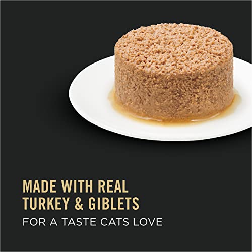  Purina Pro Plan Grain Free Senior 7+ Wet Cat Food Pate, SENIOR Prime Plus Turkey & Giblets Entree - (24) 3 Oz. Pull-Top Cans