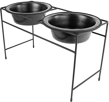  Platinum Pets Double Diner Feeder With Stainless Steel Dog Bowls, 3.5 Cup/28 Oz, Midnight Black, Medium