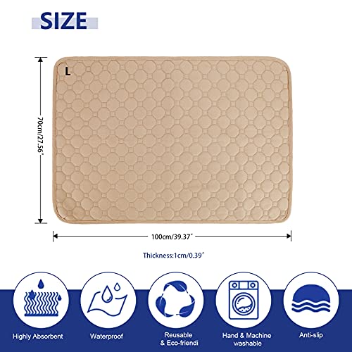  SONGBIRDTH 2Pcs Dog Training Pads Washable Waterproof Dog Pad, Reusable Travel Mats With Anti-Slip Bottom For Puppies Cats Rabbits Khaki M