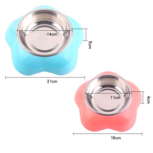  POPETPOP Raised Dog Feeder Raised Dog Feeder Pet Bowl Flower Shape Stainless Steel Double Food Feeding Basin Dish Container For Dog Cat Puppy (L) Puppy Puppy Feeder Puppy Feeder