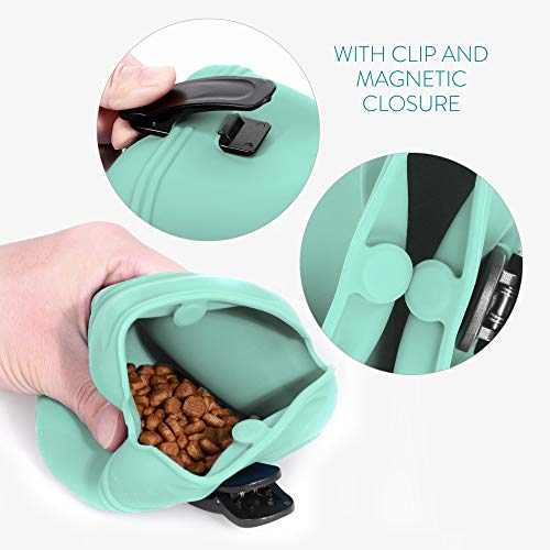  Navaris Silicone Dog Treat Pouch - Training Pet Puppy Bag Pocket Snack Treat Food Holder With Clip For Belt For Dog Walks - Set Of 2