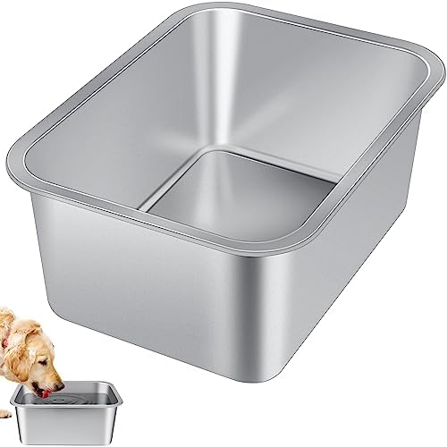  Bwogue 3 Gallons Extra Large Dog Water Bowl For Large Dogs, Durable Stainless Steel Dog Bowl For Dogs, High Capacity Dog Water And Food Bowls For Large, X-Large Dogs, 2 Pack