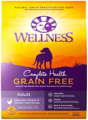  Wellness Complete Health Grain-Free Dry Dog Food, Natural Ingredients, Made In USA With Real Meat, For All Lifestages (Chicken, 24-Pound Bag)