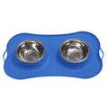  Balacoo Stainless Steel Dog Bowls Pet Bowl Silicon Dog Bowl Stainless Steel Double Bowls Anti Drinking Bowl Food Holder For Dog Cat Puppy Kitten (Blue) Moultrie Feeder Metal Dog Bowls