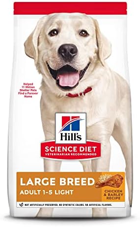  Hill's Science Diet Dry Dog Food, Adult, Large Breed, Light, Chicken Meal & Barley Recipe For Healthy Weight & Weight Management, White, 30 Pound (Pack Of 1)