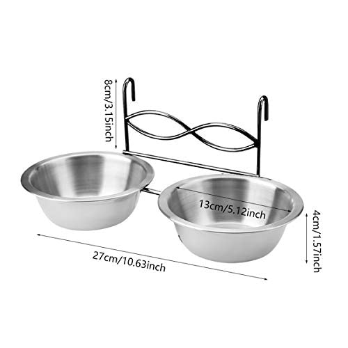  Petyoung Pet Food & Water Bowls Stainless Steel Pet Dual Hanging Feeder With Hook For Cat Dog Puppy Crate Cage