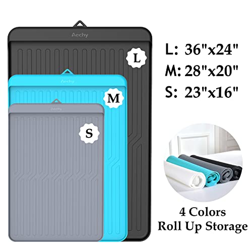  AECHY Dog Mat For Food And Water, Silicone Dog Food Mat With Pocket For Catches Spill And Residue, Multiple Sizes, Colors Dog Feeding Mat, Non Slip Cat Dog Water Bowl Mat With High Edges Cat Food Mat