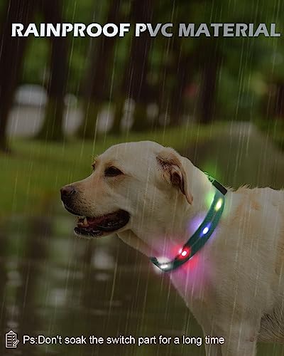  Joytale Light Up Dog Collars Rechargeable, High Visibility LED Dog Collar for Pet Night Walking, 3 Flash Modes, Rainproof PVC Glow Collar Adjustable for Small Medium Large Dogs, Teal, L