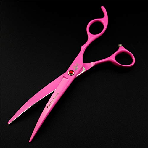  Pet Grooming Scissors Upscale Cat Dog 4 Pcs Set Pink Paint Professional Trimmer Kit Premium 7.0 Inch 6CR Steel Beauticians Straight Cutting & Thinning & Curved Shears Combs