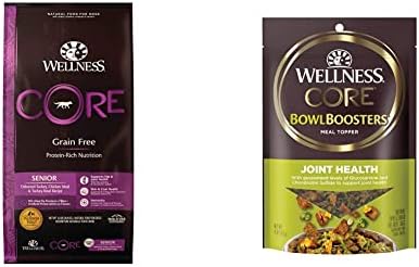  Wellness CORE Grain-Free Senior Dry Dog Food, Made In USA With Real Turkey And Natural Ingredients, With Nutrients For Immune, Joint, Skin & Coat Support, 24-Pound Bag