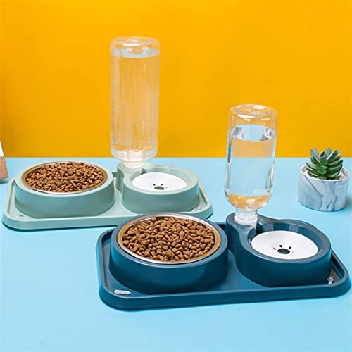  AYENCI Cat Automatic Water, Dog Cat Food Bowl Automatic Feeder With Water Dispenser Dog Drinking Bottle Pet Food Container Detachable Stainless Steel Bowl (Color : QG)