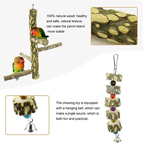 JYDQM 2Pcs/Set Pet Parrot Bird Standing Stick Wood Pole Bird Cockatiel Parakeet Perches Bite Claw Grinding Toy Bird Cage Accessories