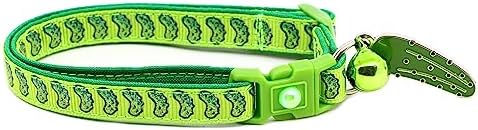  Pickle Cat Collar With Bell | Safety Breakaway Collar | Adjustable Large Size Or Kitten Collar (Small(10lbs & Less), Blue)