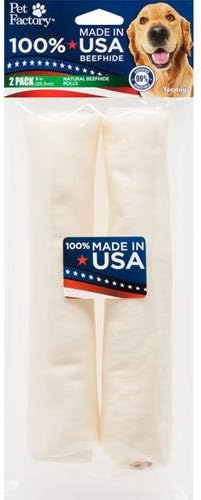  Pet Factory 100% Made In USA Beefhide 8" Rolls Dog Chew Treats - Beef & Chicken Flavor, 10 Count/1 Pack