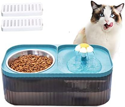  Suertree Cat Fountain Water Bowl Stainless Steel, 101oz/3L Automatic Pet Water Fountain, Dog Water Dispenser Cat Feeding Watering Supplies With 2 Filters For Cats, Dogs, Pets Blue