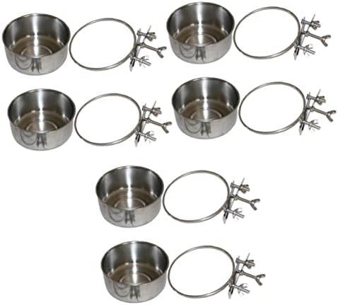  Bird Cage Mount Bowl Stainless Steel Dog Bowls 2pcs Feeder Silver Alloy Stainless Steel Rabbit Food Metal Bird Feeder