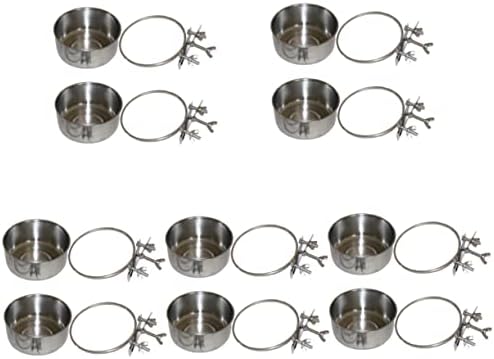  Bird Cage Mount Bowl Bunny Food Rabbit Food 6 Pcs Feeder Silver Stainless Steel Alloy Stainless Steel Dog Bowls Pet Feeder Metal Bird Feeder