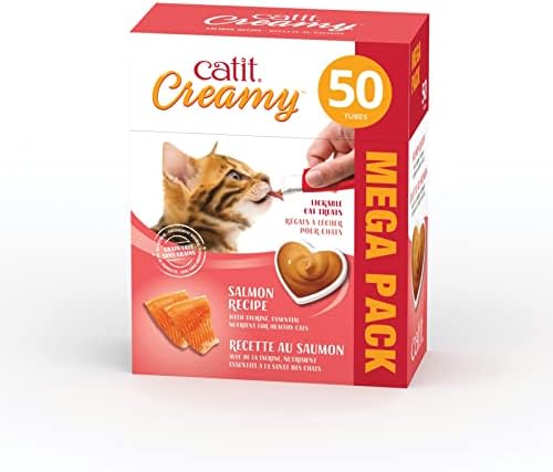  Catit Creamy Lickable Cat Treat, Healthy Cat Treat, Salmon, 30 Pack